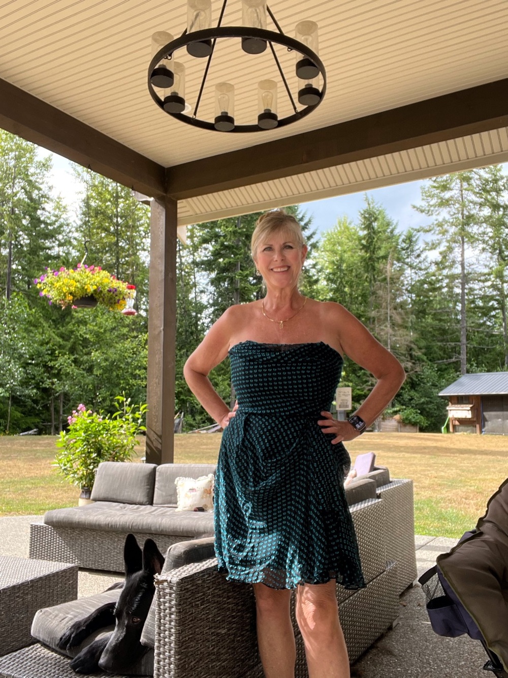 Silk  Dress with Teal Dot Print